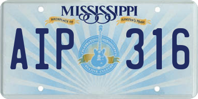 MS license plate AIP316