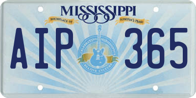 MS license plate AIP365