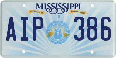 MS license plate AIP386