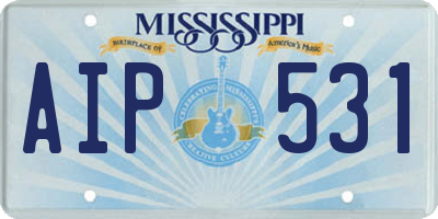 MS license plate AIP531