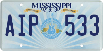 MS license plate AIP533