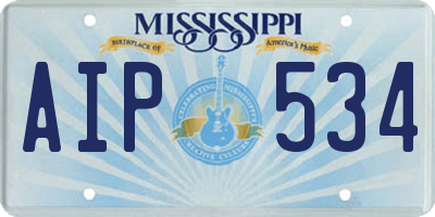 MS license plate AIP534