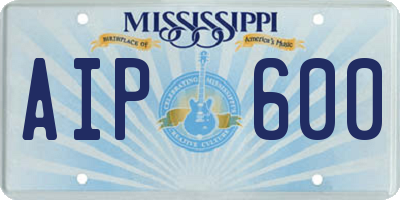 MS license plate AIP600