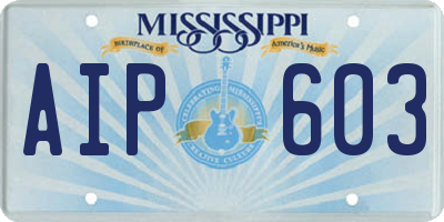 MS license plate AIP603
