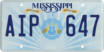 MS license plate AIP647