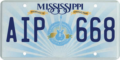 MS license plate AIP668