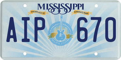 MS license plate AIP670