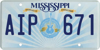 MS license plate AIP671