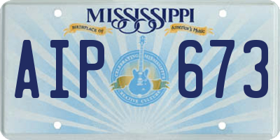 MS license plate AIP673