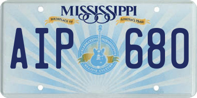 MS license plate AIP680