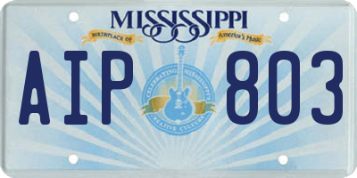 MS license plate AIP803