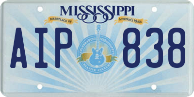 MS license plate AIP838