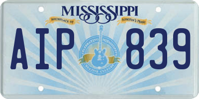 MS license plate AIP839