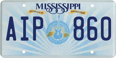 MS license plate AIP860