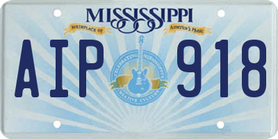 MS license plate AIP918