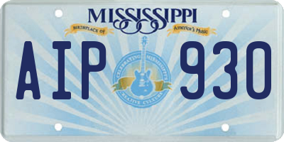 MS license plate AIP930