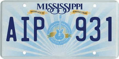 MS license plate AIP931
