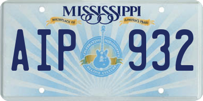 MS license plate AIP932
