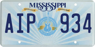 MS license plate AIP934