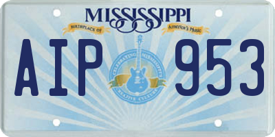 MS license plate AIP953