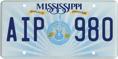 MS license plate AIP980