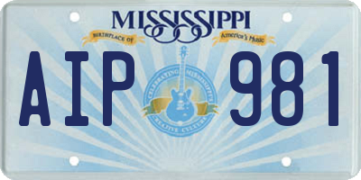 MS license plate AIP981