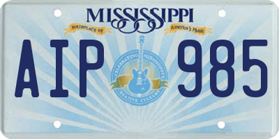MS license plate AIP985