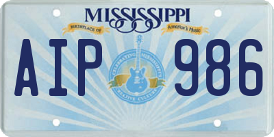 MS license plate AIP986