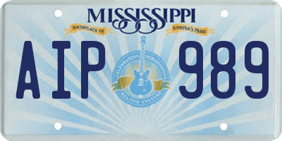 MS license plate AIP989