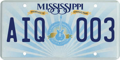MS license plate AIQ003