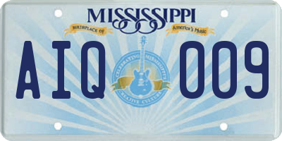 MS license plate AIQ009