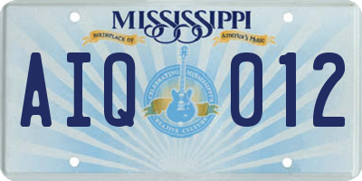 MS license plate AIQ012