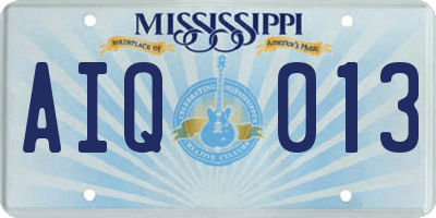MS license plate AIQ013