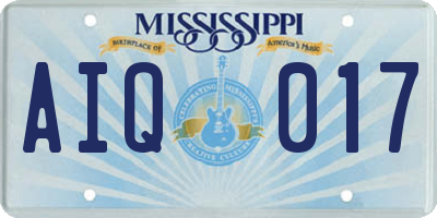 MS license plate AIQ017