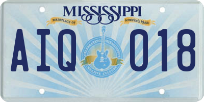 MS license plate AIQ018
