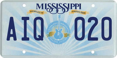 MS license plate AIQ020