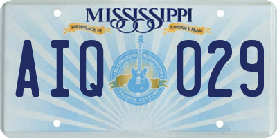 MS license plate AIQ029