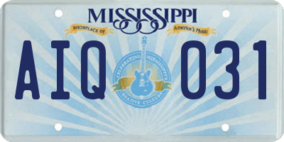 MS license plate AIQ031