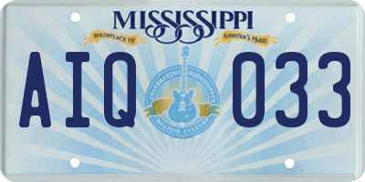 MS license plate AIQ033