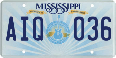 MS license plate AIQ036
