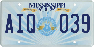 MS license plate AIQ039