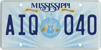 MS license plate AIQ040
