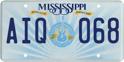 MS license plate AIQ068