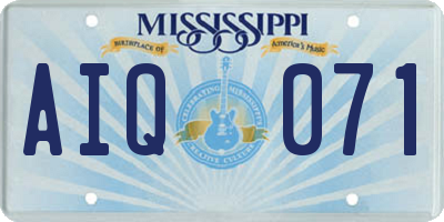MS license plate AIQ071