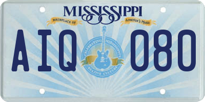 MS license plate AIQ080