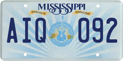 MS license plate AIQ092