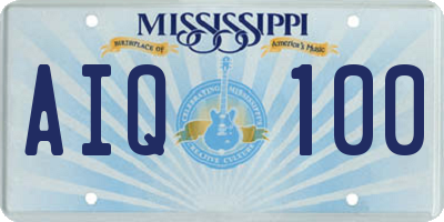 MS license plate AIQ100
