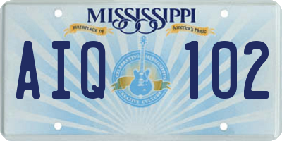 MS license plate AIQ102
