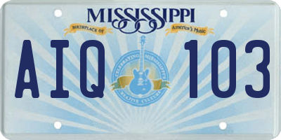 MS license plate AIQ103