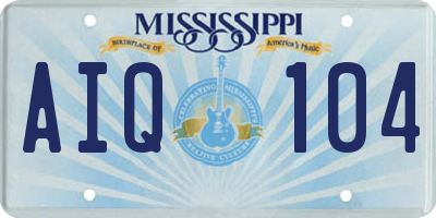 MS license plate AIQ104